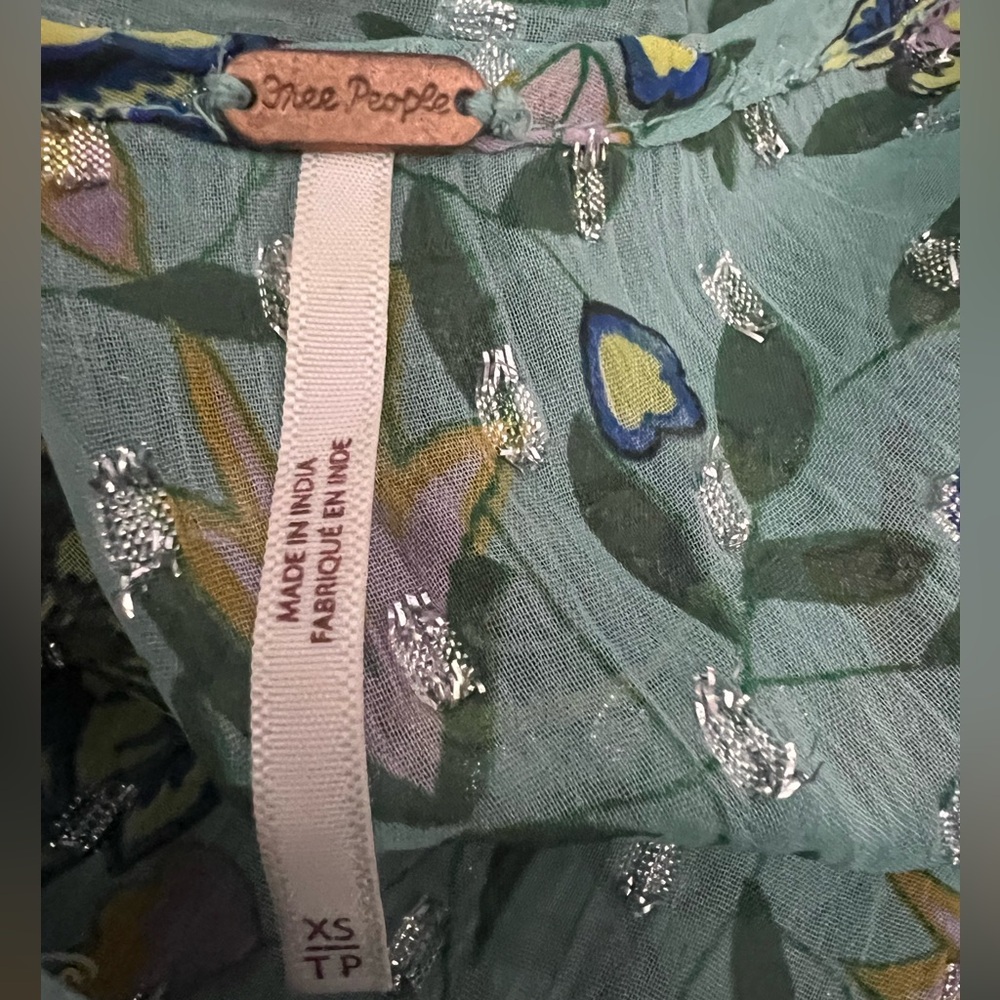 Free People Mint Green Floral Boho Dress - Picture 2 of 4